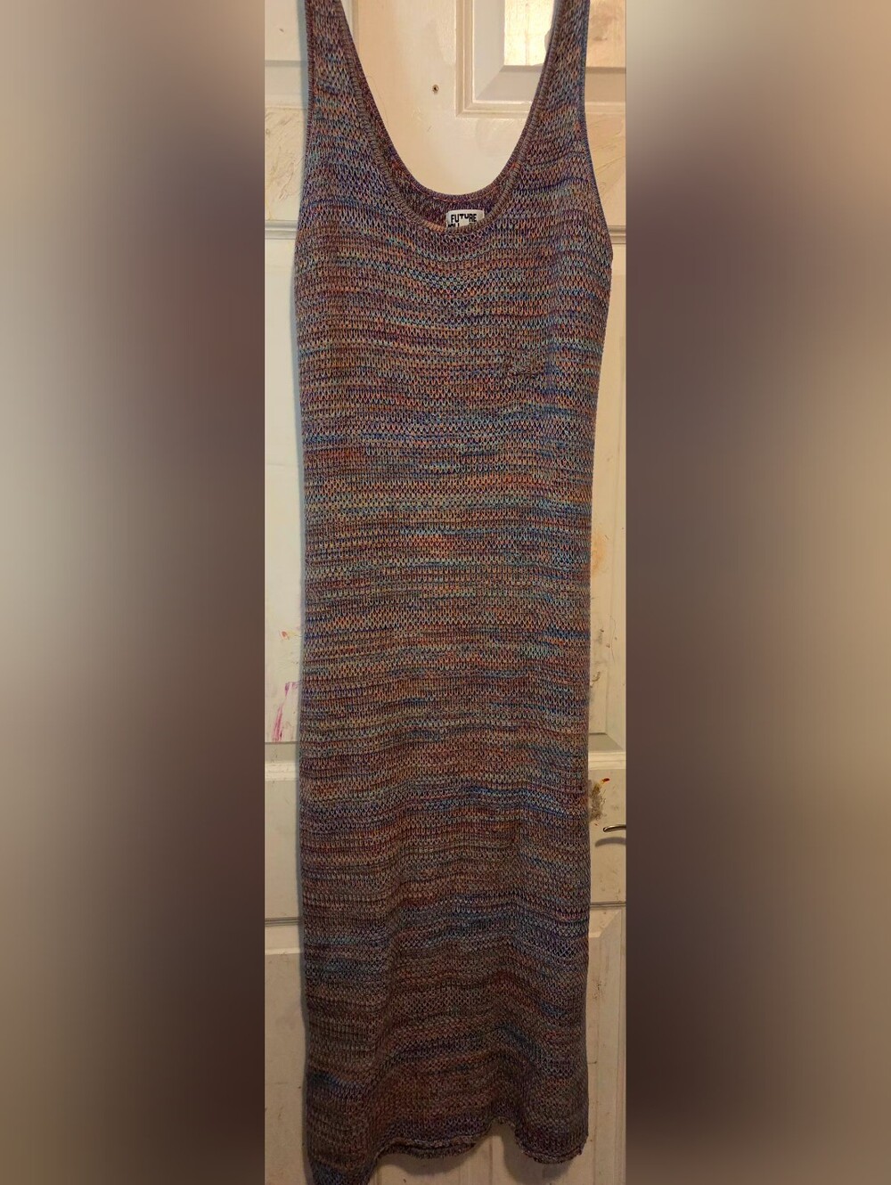 Sleeveless Multicolor Knit Maxi Dress - Casual Slip-On Style